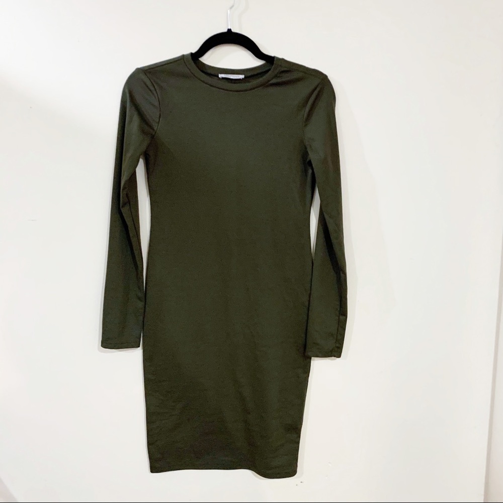 Zara Olive Long Sleeve Bodycon Dress Size Small